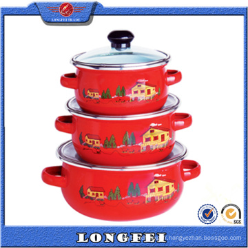 Personnalisé Decal Rouge Couleur Meilleur 3PCS Soupe Pot